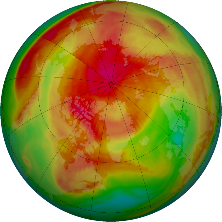 Arctic ozone map for 02 April 1991